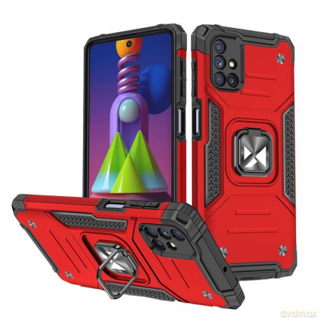 Wozinsky Ring Armor pancerne hybrydowe etui pokrowiec + magnetyczny uchwyt Samsung Galaxy M51 czerwony
