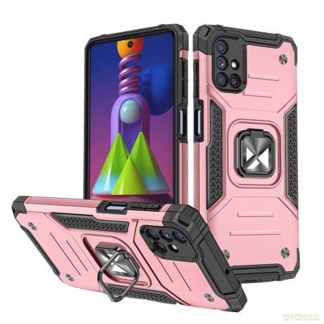 Wozinsky Ring Armor pancerne hybrydowe etui pokrowiec + magnetyczny uchwyt Samsung Galaxy M51 różowy
