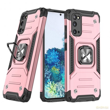 Wozinsky Ring Armor pancerne hybrydowe etui pokrowiec + magnetyczny uchwyt Samsung Galaxy S20 Ultra różowy