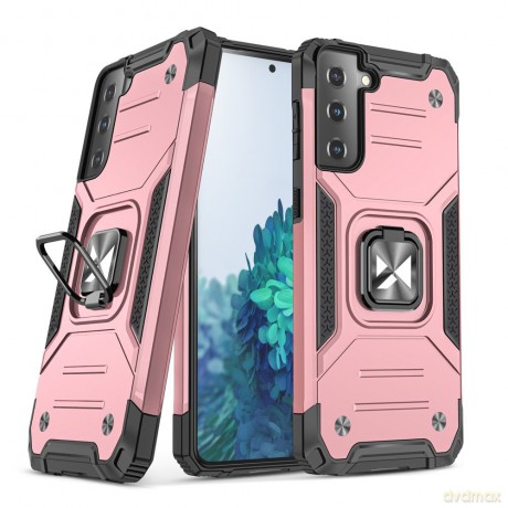 Wozinsky Ring Armor pancerne hybrydowe etui pokrowiec + magnetyczny uchwyt Samsung Galaxy S21+ 5G (S21 Plus 5G) różowy