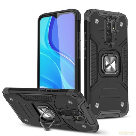 Wozinsky Ring Armor pancerne hybrydowe etui pokrowiec + magnetyczny uchwyt Xiaomi Redmi 9 czarny