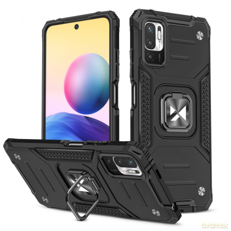 Wozinsky Ring Armor pancerne hybrydowe etui pokrowiec + magnetyczny uchwyt Xiaomi Redmi Note 10 5G czarny