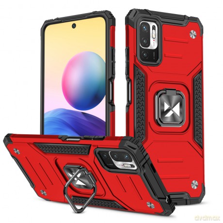 Wozinsky Ring Armor pancerne hybrydowe etui pokrowiec + magnetyczny uchwyt Xiaomi Redmi Note 10 5G czerwony