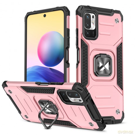 Wozinsky Ring Armor pancerne hybrydowe etui pokrowiec + magnetyczny uchwyt Xiaomi Redmi Note 10 5G różowy