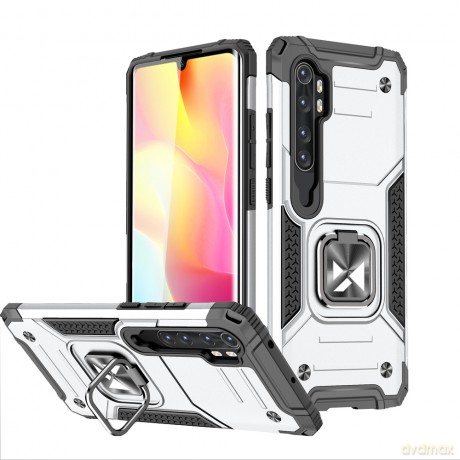 Wozinsky Ring Armor pancerne hybrydowe etui pokrowiec + magnetyczny uchwyt Xiaomi Redmi Note 10 Pro srebrny
