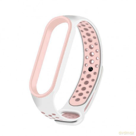 Zamienna silikonowa opaska pasek do Xiaomi Mi Band 5 Dots biało-różowy