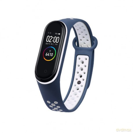Zamienna silikonowa opaska pasek do Xiaomi Mi Band 5 Dots granatowo-biały