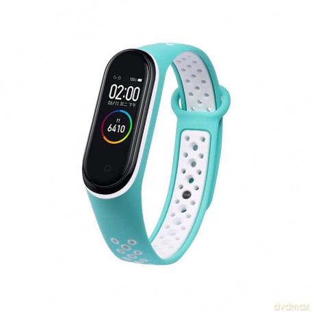 Zamienna silikonowa opaska pasek do Xiaomi Mi Band 5 Dots turkusowo-biały