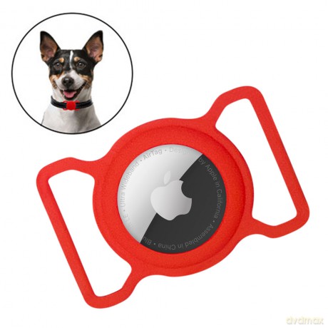 Zestaw obroża i etui do Apple AirTag dla psa kota zawieszka case do lokalizatora Apple AirTag czerwony
