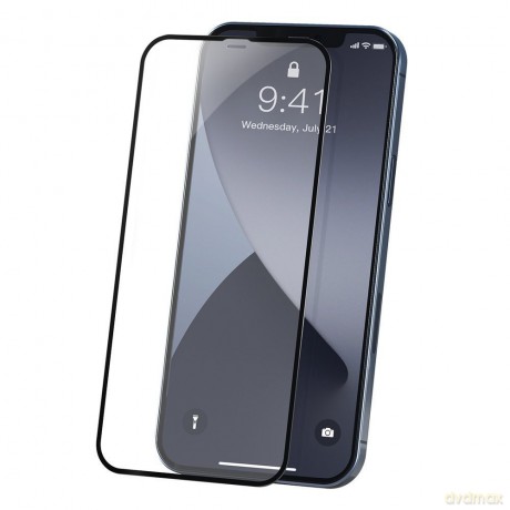 Baseus 2x Szkło hartowane 0,23 mm z ramką na cały ekran iPhone 12 Pro Max Czarny (SGAPIPH67N-PE01)
