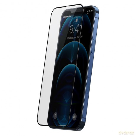 Baseus 2x szkło hartowane 0,3 mm Anti Blue Light z ramką na cały ekran iPhone 12 Pro Max (SGAPIPH67N-KQ01) (case friendly)