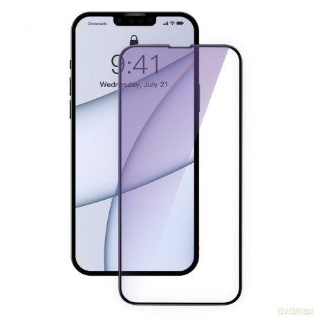 Baseus 2x szkło hartowane 0,3 mm Anti Blue Light z ramką na cały ekran iPhone 13 Pro Max czarny (SGQP010501) (case friendly)