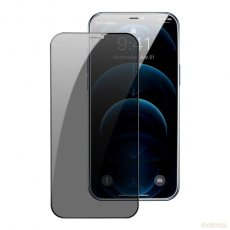 Baseus 2x szkło hartowane 0,3 mm Anti Spy z ramką na cały ekran iPhone 12 mini (SGAPIPH54N-KR01) (case friendly)