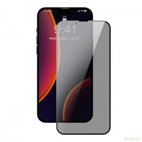Baseus 2x szkło hartowane 0,3 mm Anti Spy z ramką na cały ekran iPhone 13 mini (SGQP010601) (case friendly)