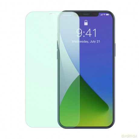 Baseus 2x zielone szkło hartowane 0,3 mm z filtrem Anti Blue Light iPhone 12 Pro Max (SGAPIPH67N-LP02)