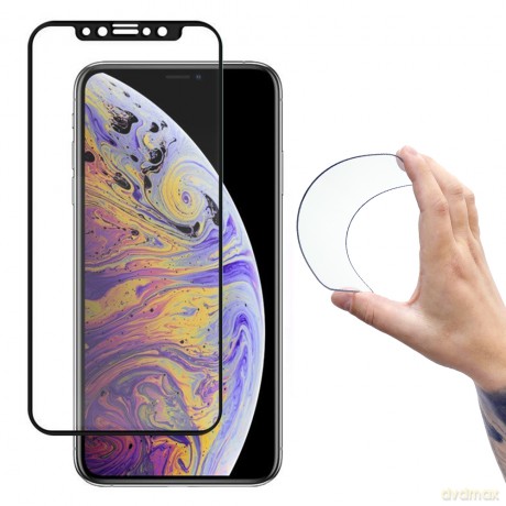 Wozinsky Full Cover Flexi Nano folia szklana szkło hartowane z ramką iPhone 12 Pro Max czarny