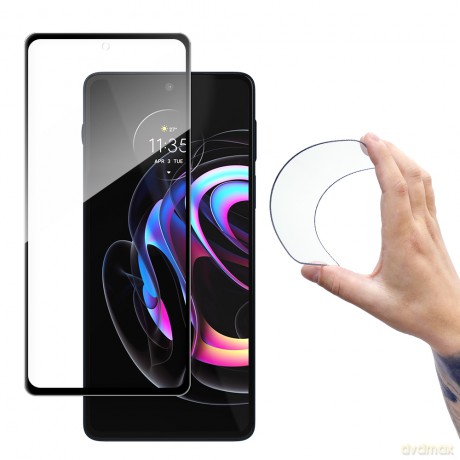 Wozinsky Full Cover Flexi Nano folia szklana szkło hartowane z ramką Motorola Moto Edge 20 czarny