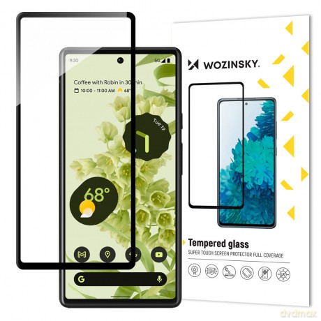 Wozinsky super wytrzymałe szkło hartowane Full Glue na cały ekran z ramką Case Friendly Google Pixel 6 czarny