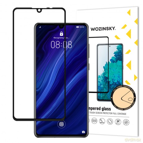 Wozinsky super wytrzymałe szkło hartowane Full Glue na cały ekran z ramką Case Friendly Huawei P30 czarny