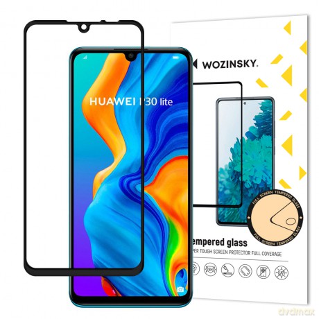 Wozinsky super wytrzymałe szkło hartowane Full Glue na cały ekran z ramką Case Friendly Huawei P30 Lite czarny