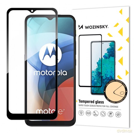 Wozinsky super wytrzymałe szkło hartowane Full Glue na cały ekran z ramką Case Friendly Motorola Moto E7 czarny