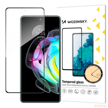 Wozinsky super wytrzymałe szkło hartowane Full Glue na cały ekran z ramką Case Friendly Motorola Moto Edge 20 czarny