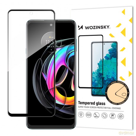 Wozinsky super wytrzymałe szkło hartowane Full Glue na cały ekran z ramką Case Friendly Motorola Moto Edge 20 Lite czarny