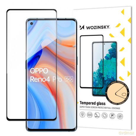 Wozinsky super wytrzymałe szkło hartowane Full Glue na cały ekran z ramką Case Friendly Oppo Reno 4 czarny