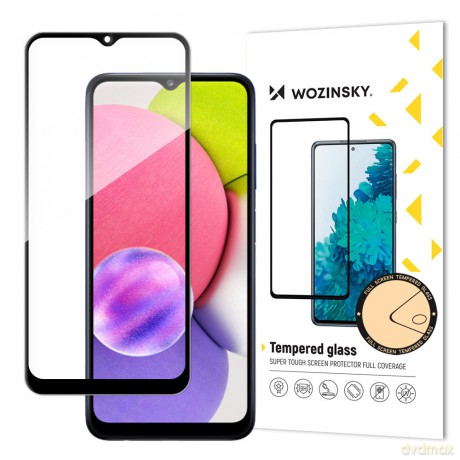 Wozinsky super wytrzymałe szkło hartowane Full Glue na cały ekran z ramką Case Friendly Samsung Galaxy A03s czarny