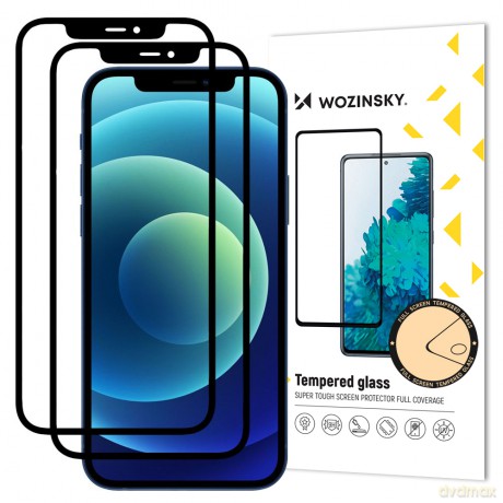 Wozinsky zestaw 2x super wytrzymałe szkło hartowane Full Glue na cały ekran z ramką Case Friendly iPhone 12 Pro Max czarny
