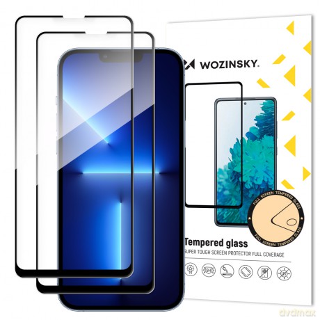 Wozinsky zestaw 2x super wytrzymałe szkło hartowane Full Glue na cały ekran z ramką Case Friendly iPhone 13 mini czarny