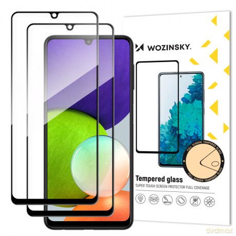 Wozinsky zestaw 2x super wytrzymałe szkło hartowane Full Glue na cały ekran z ramką Case Friendly Samsung Galaxy A22 5G czarny