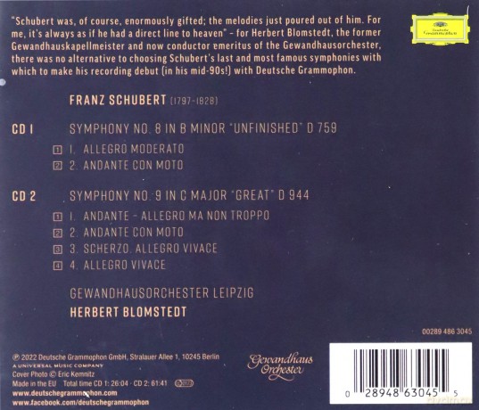 Herbert Blomstedt: Schubert: Symphonies 8, 9 [2CD]