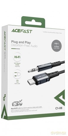 Acefast kabel audio USB Typ C - 3,5mm mini jack (męski) 1,2m, AUX czarny (C1-08 black)