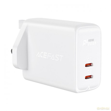 Acefast ładowarka sieciowa (wtyczka UK) 2x USB Typ C 40W, PPS, PD, QC 3.0, AFC, FCP biały (A12 white)