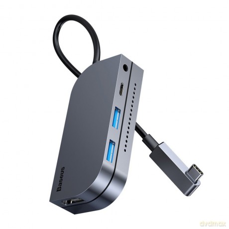 Baseus 6w1 wielofunkcyjny HUB USB Typ C, czytnik kart pamięci (USB 3.0, HDMI, micro SD) Power Delivery 60 W szary (CAHUB-CWJ0G)