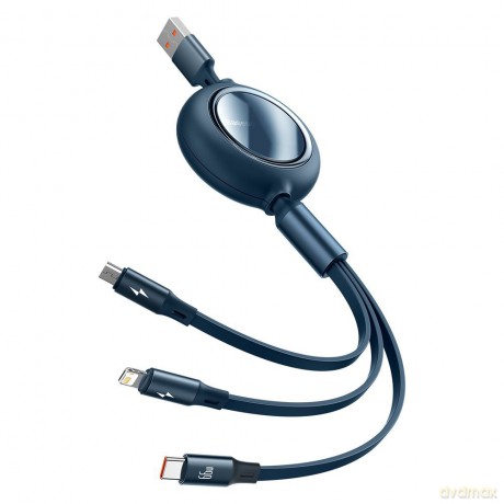 Baseus Bright Mirror zwijany kabel przewód 3w1 USB - micro USB/ USB Typ C/ Lightning 66W 1,2m niebieski (CAMLC-MJ03)