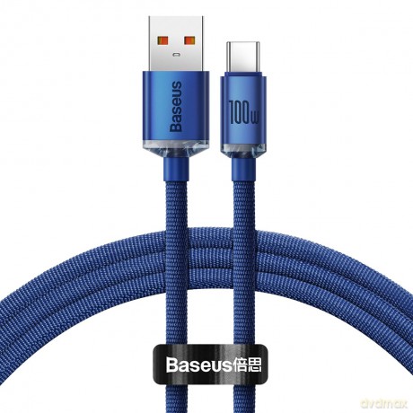 Baseus Crystal Shine Series kabel przewód USB do szybkiego ładowania i transferu danych USB Typ A - USB Typ C 100W 1,2m niebieski (CAJY000403)