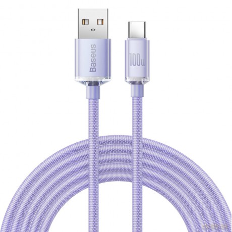 Baseus Crystal Shine Series kabel przewód USB do szybkiego ładowania i transferu danych USB Typ A - USB Typ C 100W 2m fioletowy (CAJY000505)