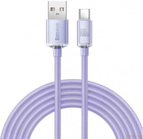 Baseus Crystal Shine Series kabel przewód USB do szybkiego ładowania i transferu danych USB Typ A - USB Typ C 100W 2m fioletowy (CAJY000505)