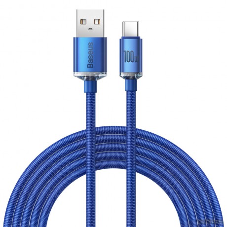 Baseus Crystal Shine Series kabel przewód USB do szybkiego ładowania i transferu danych USB Typ A - USB Typ C 100W 2m niebieski (CAJY000503)