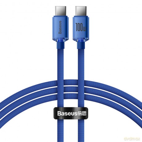 Baseus Crystal Shine Series kabel przewód USB do szybkiego ładowania i transferu danych USB Typ C - USB Typ C 100W 1,2m niebieski (CAJY000603)