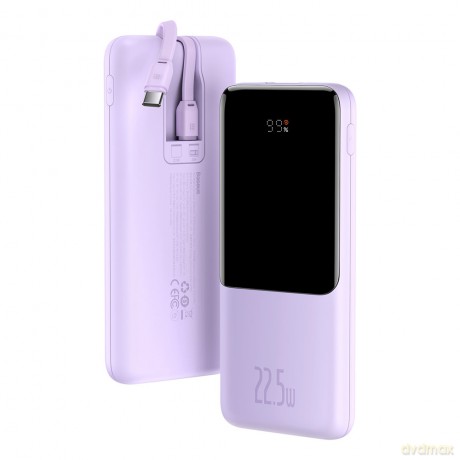 Baseus Elf powerbank z cyfrowym wyświetlaczem szybkie ładowanie 10000mAh 22,5W fioletowy (PPJL010005)