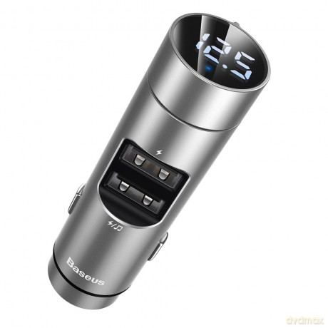 Baseus Energy Column Transmiter FM Bluetooth 5.0 ładowarka samochodowa 2x USB 3,1A QC3.0 srebrny (CCNLZ-0S)