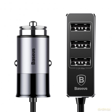 Baseus Enjoy Together ładowarka samochodowa z przedłużaczem hubem 4x USB 5.5A szary (CCTON-0G)