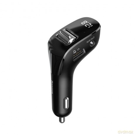 Baseus F40 nadajnik transmiter FM audio Bluetooth port AUX ładowarka samochodowa 2x USB 15W 2A czarny (CCF40-A01)