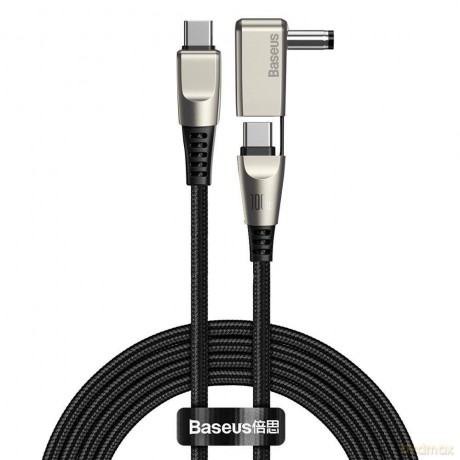 Baseus Flash Series kabel do szybkiego ładowania 2w1 USB Typ C - USB Typ C + DC Adapter 100W 2m czarny (CA1T2-D01)