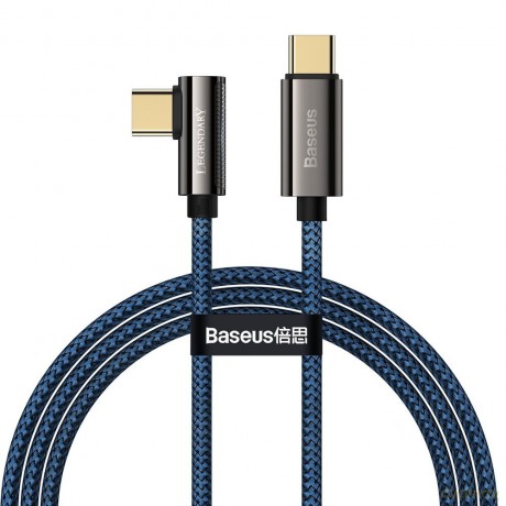 Baseus Legendary kątowy kabel szybkie ładowanie USB Typ C - USB Typ C 100W 5A 1m niebieski (CACS000603)