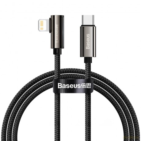 Baseus Legendary kątowy nylonowy kabel przewód USB Typ C - Lightning dla graczy 20W Power Delivery 1m czarny (CATLCS-01)