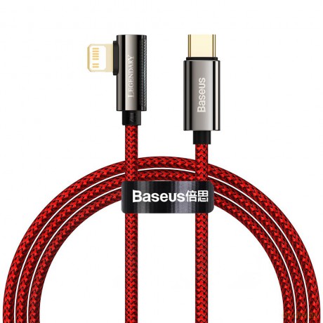 Baseus Legendary kątowy nylonowy kabel przewód USB Typ C - Lightning dla graczy 20W Power Delivery 1m czerwony (CACS000209)